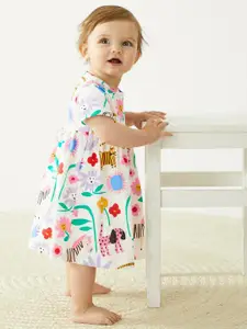 Marks & Spencer Infant Conversational Printed Round Neck Cotton A-Line Dress