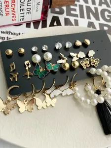 KARISHMA KREATIONS Set Of 17 Gold-Plated Contemporary Drop Earrings