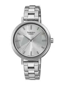CASIO Women Dial & Silver Toned Stainless Steel Bracelet Style Straps Analogue Watch-SH301