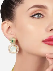 Zaveri Pearls Gold-Plated Stone-Studded Drop Earrings