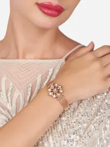 Zaveri Pearls Women Rose Gold-Plated Cubic Zirconia Kada Bracelet
