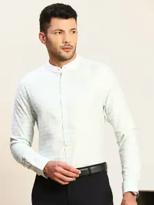 INVICTUS Original Slim Fit Band Collar Striped Formal Shirt