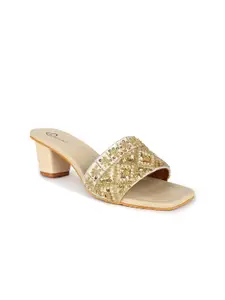 The Desi Dulhan Ethnic Embellished Open Toe Block Heels