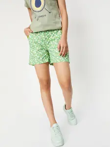 max Girls Floral Printed Pure Cotton Rapid Dry Regular Shorts