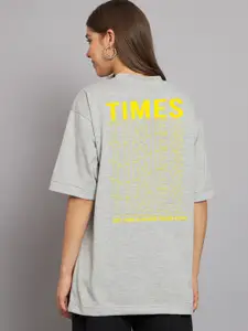 Imsa Moda Typography Printed Round Neck Cotton Oversized T-shirt