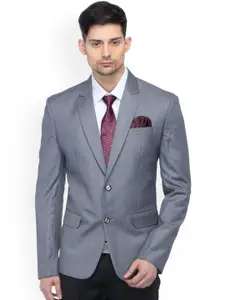 FAVOROSKI Grey Wool Slim Fit Single-Breasted Formal Blazer