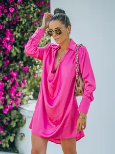 StyleCast Pink Cuffed Sleeves Shirt Dress