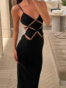 StyleCast Black Cut-Outs Detail Maxi Dress