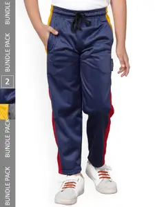 IndiWeaves Boys Colourblocked Mid-Rise Regular Fit Lower Track pants (Pack Of 2)