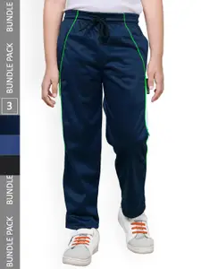 IndiWeaves Boys Side Panelled Mid-Rise Regular Fit Lower Track pants (Pack Of 3)