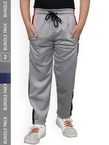 IndiWeaves Boys Colourblocked Mid-Rise Regular Fit Lower Track pants (Pack Of 2)