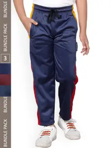 IndiWeaves Boys Pack Of 3 Colourblocked Side Panel Detail Track Pants