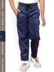IndiWeaves Boys Colourblocked Mid-Rise Regular Fit Lower Track pants (Pack Of 2)