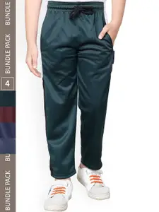 IndiWeaves Boys Pack Of 4 Mid-Rise Track Pants