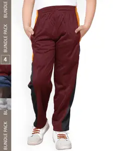 IndiWeaves Boys Pack Of 4 Mid Rise Track Pants