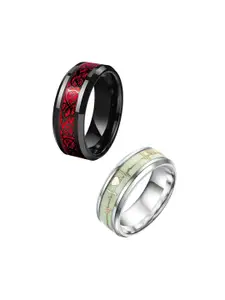MEENAZ Men Set Of 2 Silver-Plated Finger Rings