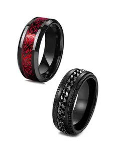 MEENAZ Men Set Of 2 Silver-Plated Finger Rings