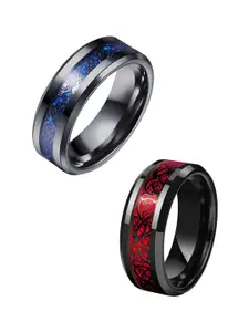 MEENAZ Men Set Of 2 Silver-Plated Finger Rings