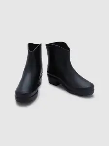 Sole To Soul Women Mid Top Round-Toe Block-Heel Waterproof & Non-Slip Rain Boots