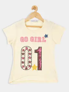 PAMPOLINA Girls Typography Printed Cotton Top