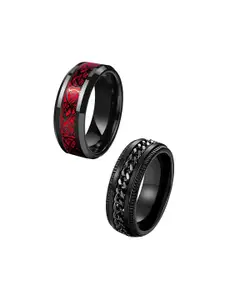 MEENAZ Men Set Of 2 Silver-Plated Finger Ring