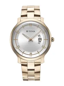 Titan Dial & Rose Gold Plating Stainless Steel Bracelet Straps Analogue Watch 90170WM01