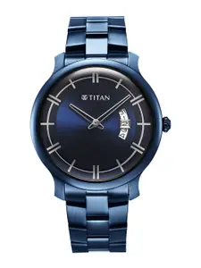 Titan Men Dial & Stainless Steel Bracelet Style Straps Analogue Watch 90170QM01