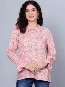 Cantabil Floral Printed Tie-Up Neck Top