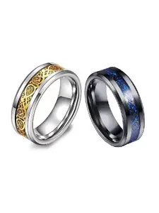 MEENAZ Set Of 2 Silver-Plated Finger Rings