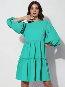 Vero Moda Tiered Round Neck Flared Sleeve A-Line Dress