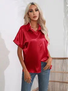 StyleCast Red Extended Sleeves Casual Shirt