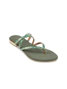 Metro Printed Open Toe Flats