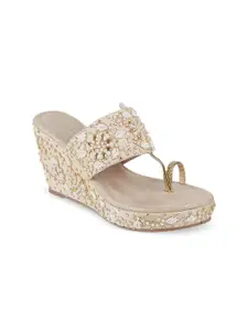 Mochi Embellished Ethnic Wedge Heels