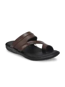 Azzaro Black Men Textured Leather Comfort Sandals