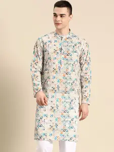 Anouk Abstract Embroidered Straight Pure Cotton Kurta