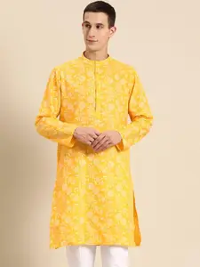Anouk Floral Printed Straight Silk Cotton Kurta