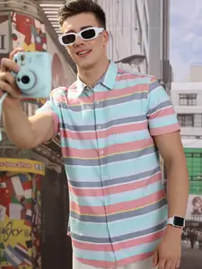 HIGHLANDER Slim Fit Horizontal Striped Casual Shirt