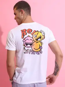 HIGHLANDER White Typography Printed Relax Fit  T-shirt