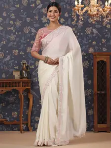 House of Pataudi Embroidered Pure Silk Designer Saree