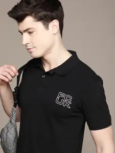 FCUK Brand Logo Polo Collar Pure Cotton Applique T-shirt