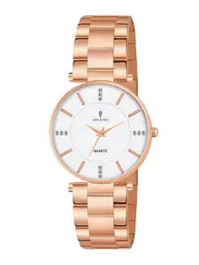 Imperious- The Royal Way Women White Brass Embellished Dial & Multicoloured Bracelet Style Straps Analogue Watch