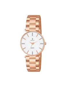 Imperious- The Royal Way Women White Brass Embellished Dial & Multicoloured Bracelet Style Straps Analogue Watch