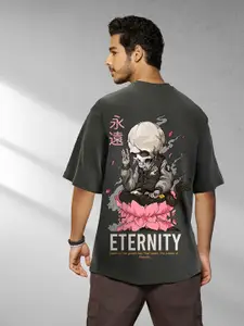 Bewakoof Grey Eternity Graphic Printed Oversized T-shirt