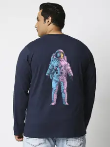 Bewakoof Plus Universal Astro Graphic Printed Pure Cotton T-Shirt