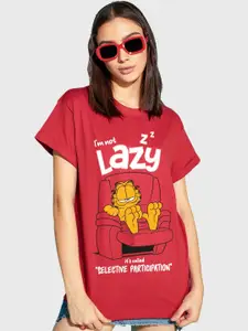Bewakoof Garfield Printed Pure Cotton Boyfriend T-Shirt