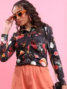 Tokyo Talkies Floral Printed Shirt Style Top