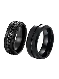 MEENAZ Set of 2 Silver-Plated Finger Rings