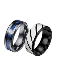 MEENAZ Set of 2 Silver-Plated Finger Rings