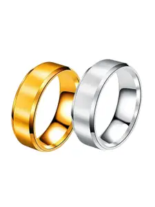 MEENAZ Men Set Of 2 Silver-plated Finger Rings