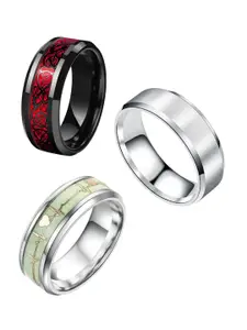 MEENAZ Men Pack of 3 Silver Plated Rings